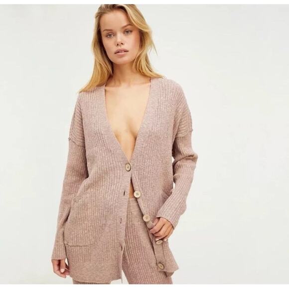 Free People Beach Smoked Mulberry Maiya Cardigan - Picture 1 of 7